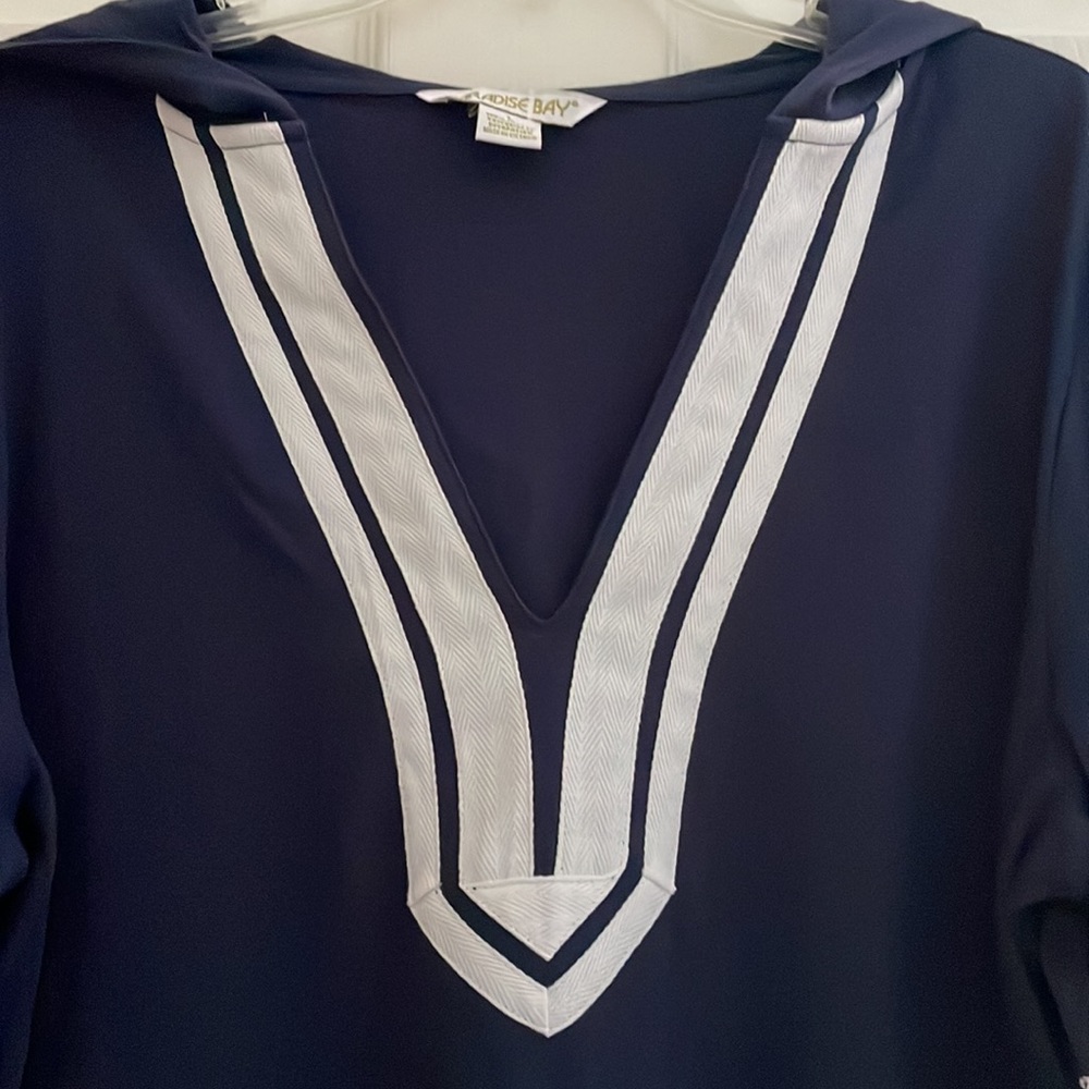 Paradise Bay Swim Coverup Size L Navy NWOT - Picture 3 of 7